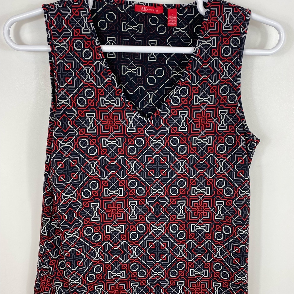 Anne Klein Large Red and Black Geometric Women's Top